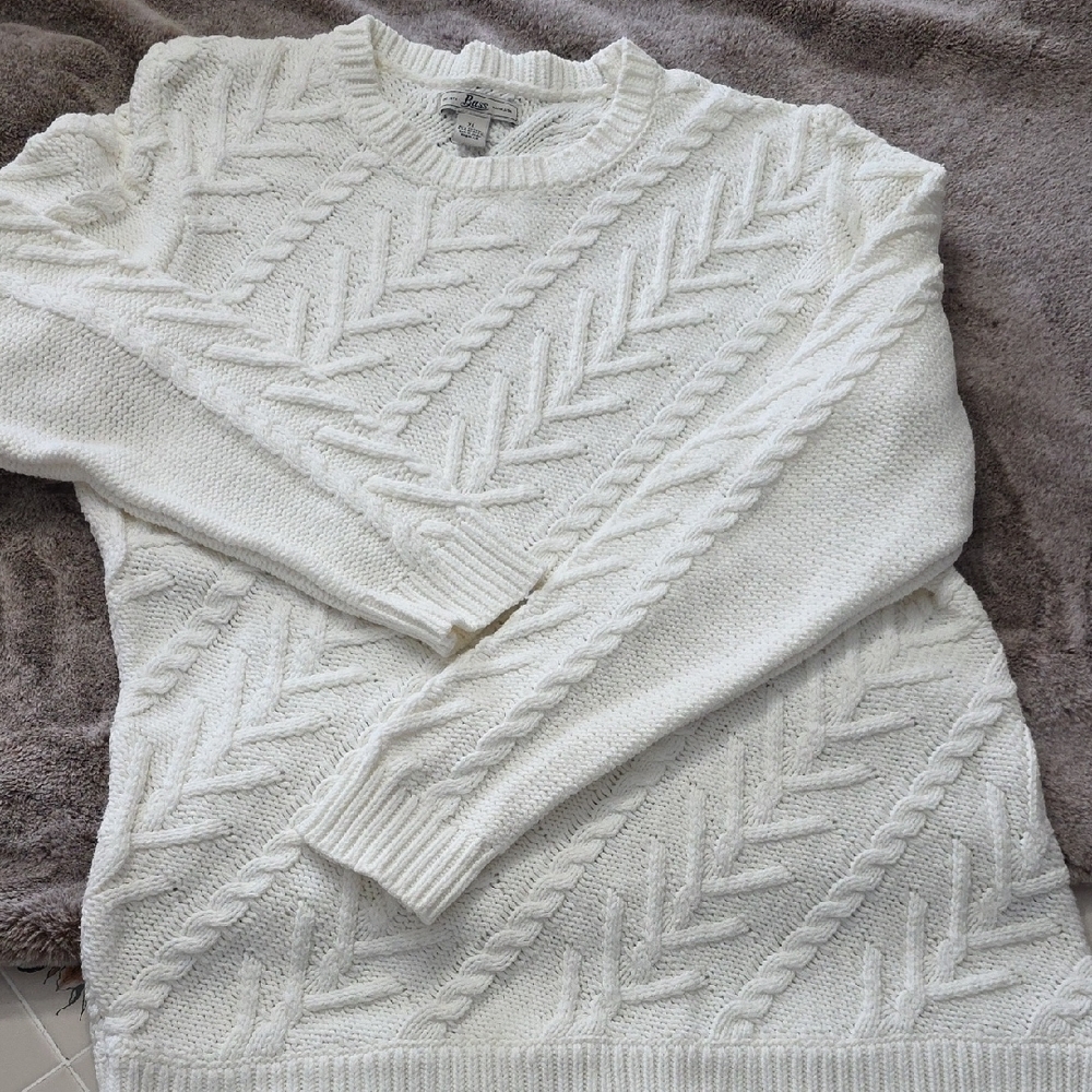 Bass Ivory Cable Knit Sweater Womens Size Xl.  Excellent Condition